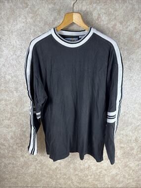 Vintage AM PM Crew Neck Henley Men's Large Black Y2K